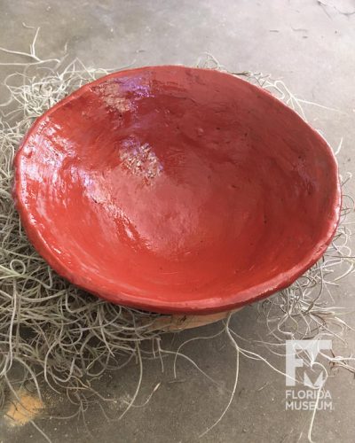 Bowl with shiny red surface