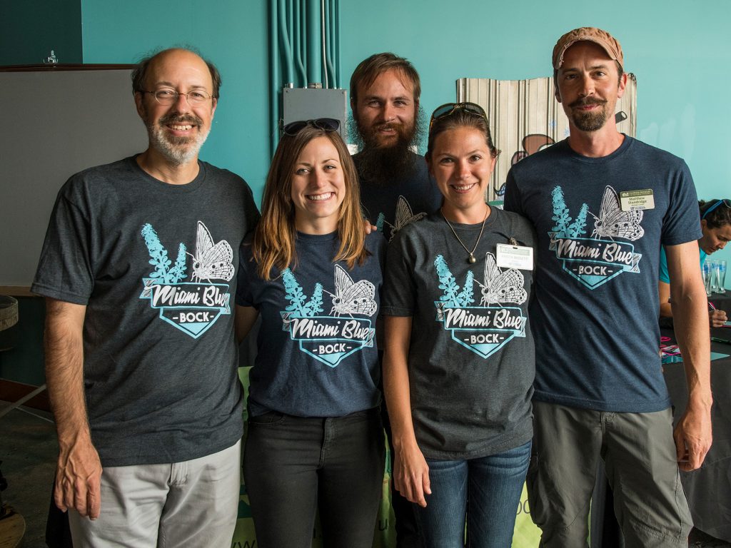 guests wearing the t-shirt created for the Miami Blue Bock Beer event