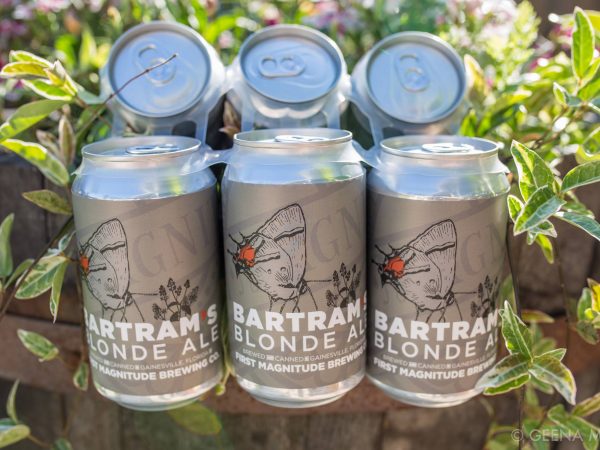 six pack of bartrams blonde beer cans