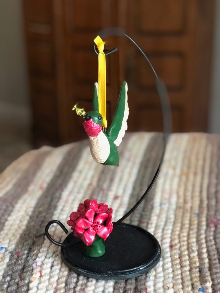 handcrafted 5K trophy shaped like a humming bird