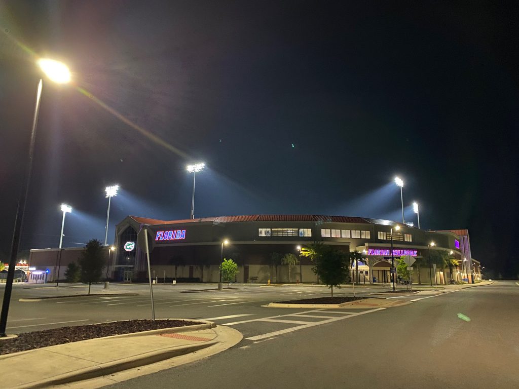 UF stadium at night