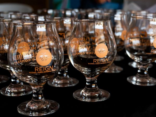 rows of the special edition Reign tulip glass