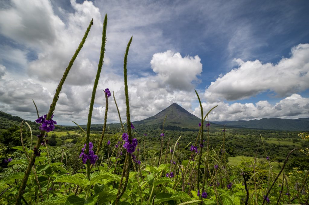 A scenic view of Arenal Volcano in Costa Rica.