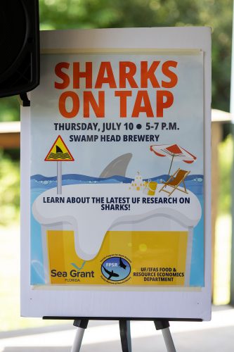 Sign that reads Sharks on Tap