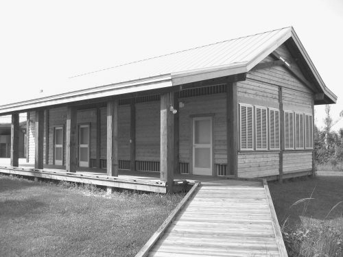 black and white photo of a building