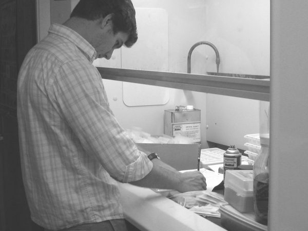 person preparing samples