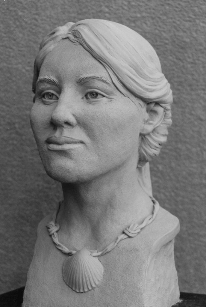 clay bust of a woman