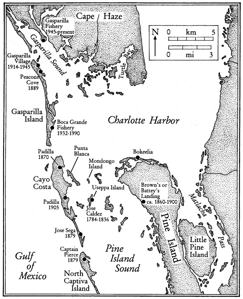 like drawing of Charlotte Harbor and surrounding islands