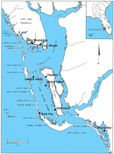 Map of selected Southwest Florida sites