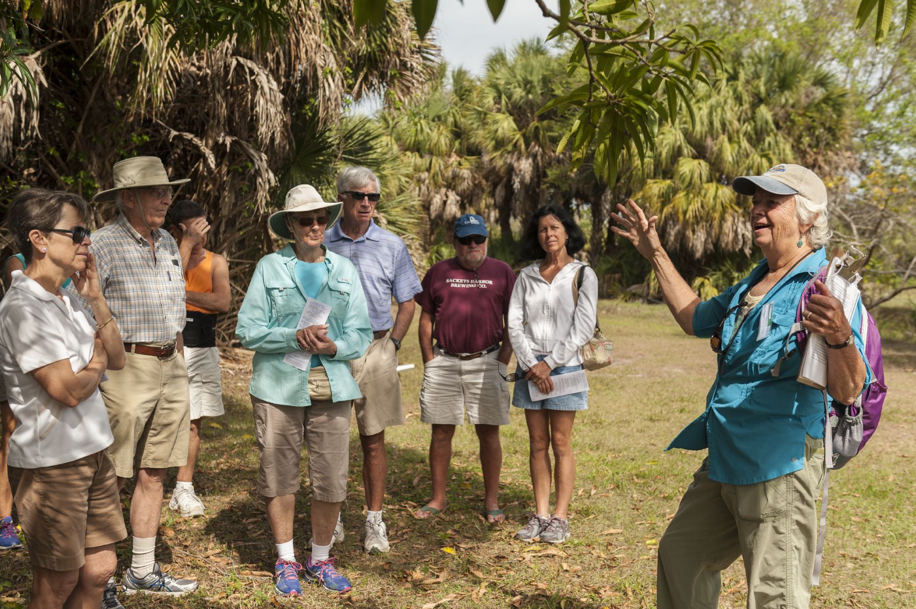 guide speaking to trail visitors