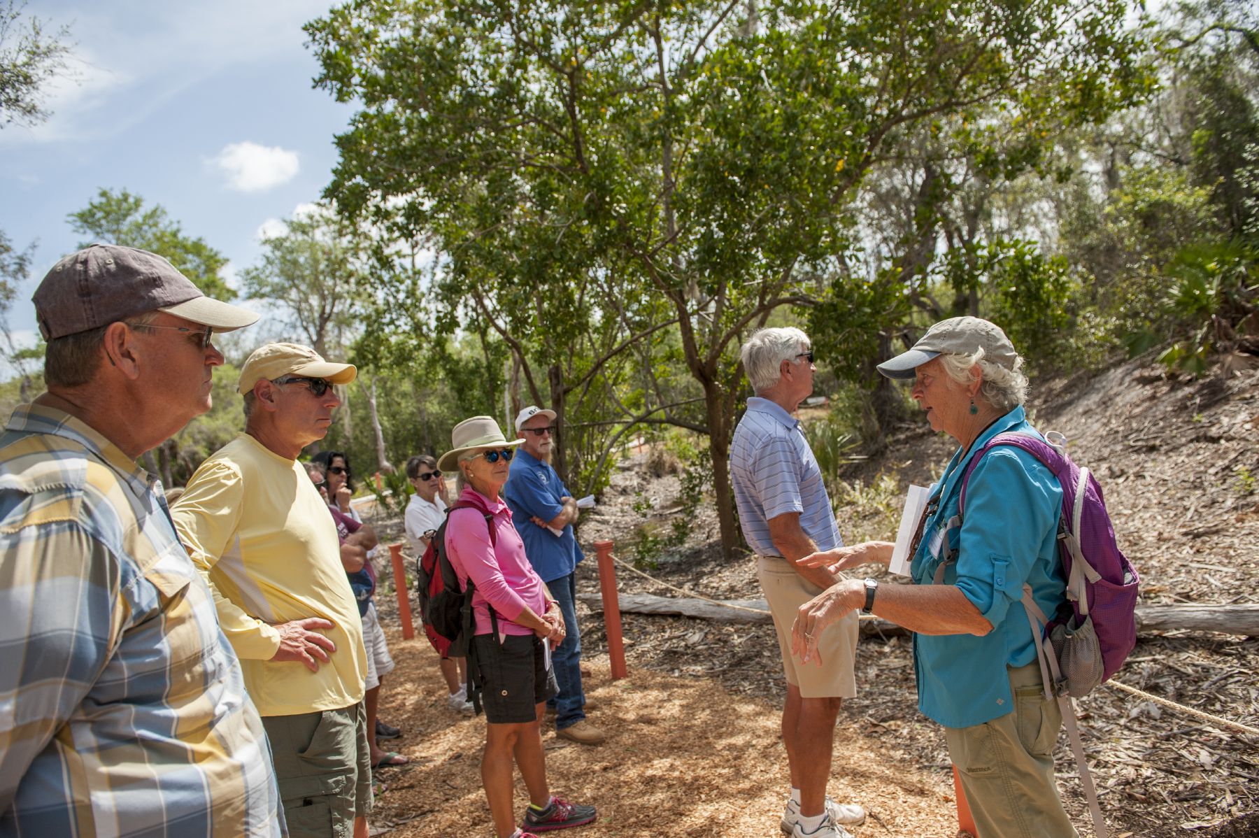guide speaking to trail visitors