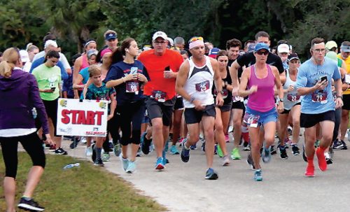 Runners at the start of the Calusa 5K