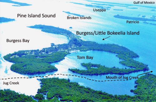arieal photograph showing Burgess/Little Bokeelia Island