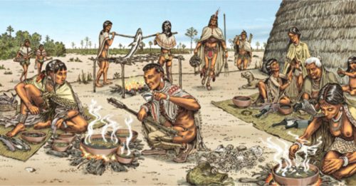 drawing of Calusa people