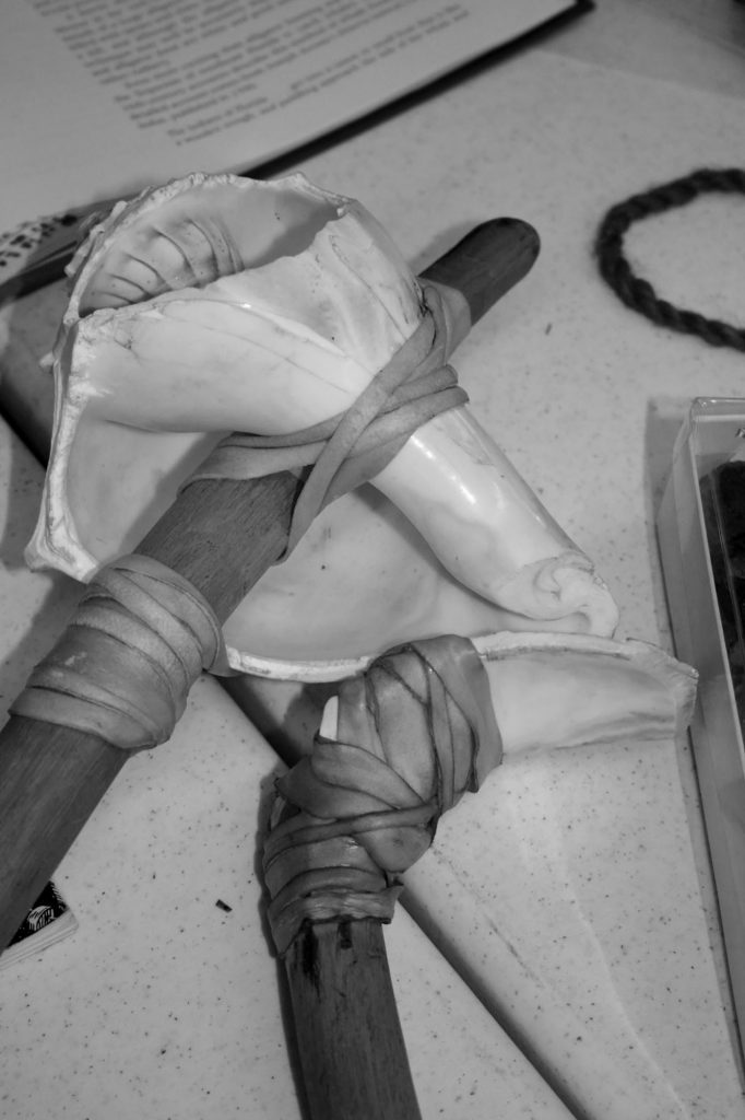 replica of whelk-shell cutting tools