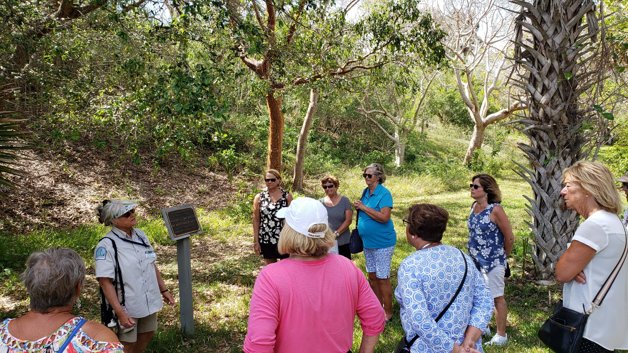 Docent leads group of visitors on a tour of the Calusa Heritage Trail