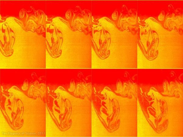 eight separate sequential flow images colorized