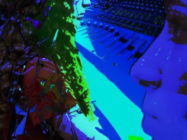 stylized image of person and soundboard