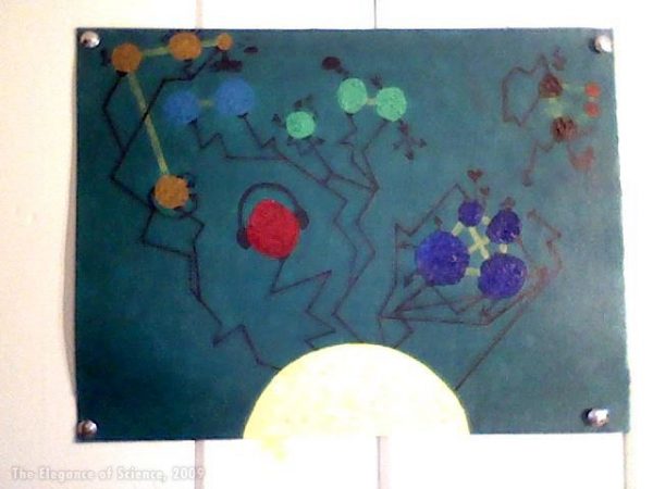 abstract painting of molecules
