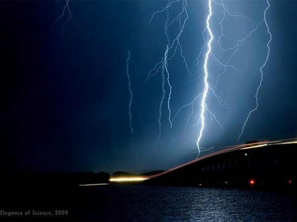 Lightning strike at night