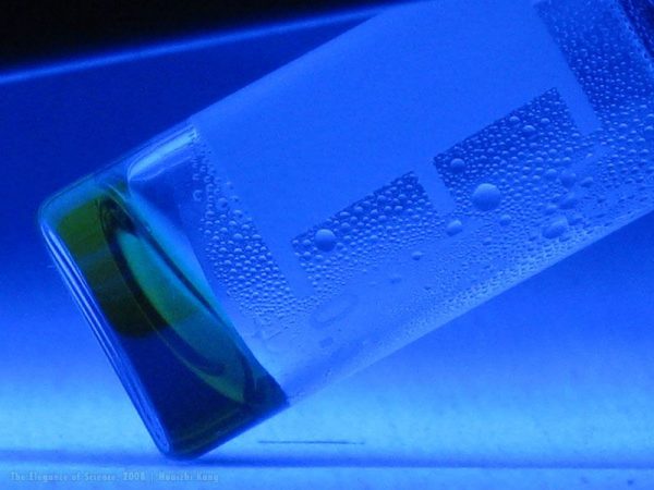 bottle under UV light