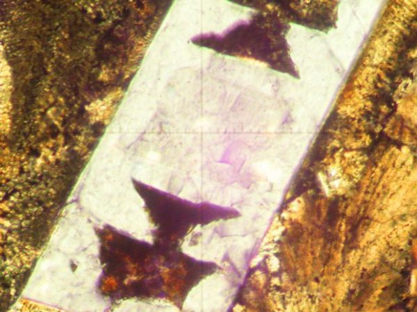 Magnification of the mineral feldspar