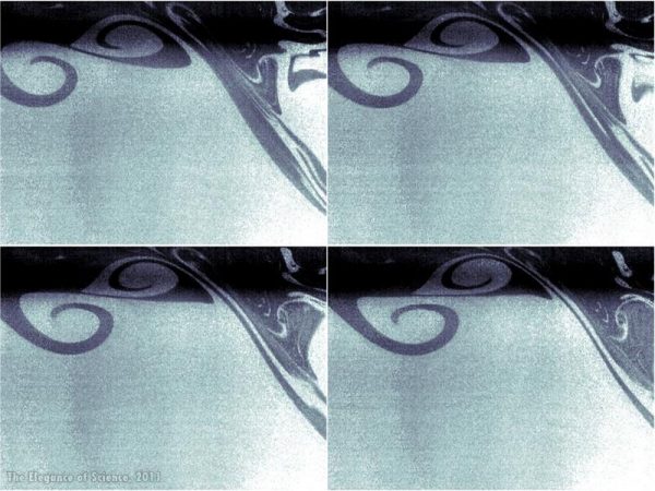 four separate sequential flow images colorized