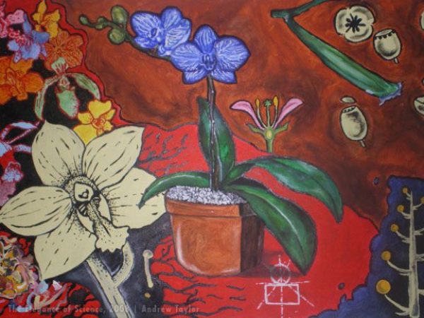 stylized painting of orchids