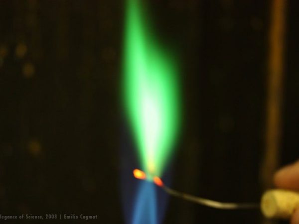 green flame in darkness