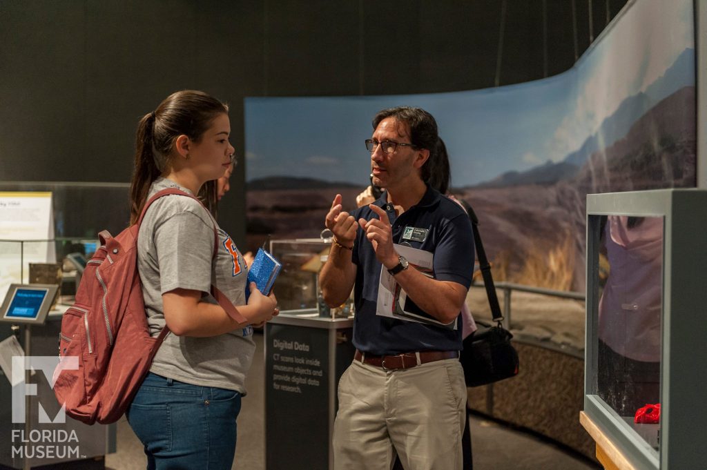guests spoke to scientists in the exhibit