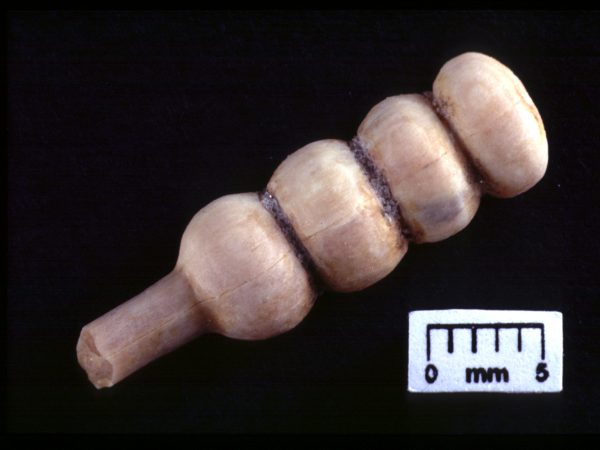 head of a bone pin manufactured from a large mammal