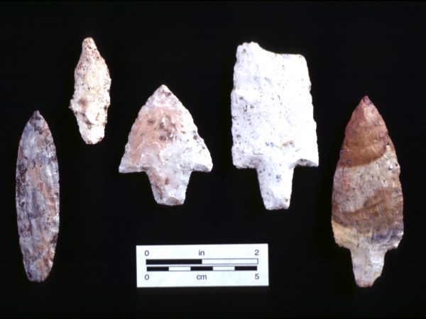 stone knives, dart points, and spear points