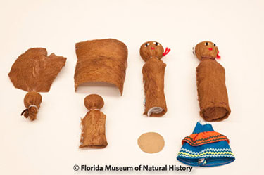 Figure 2: Doll making kit (2009-49-1 through 8). Photo credit: Eric Zamora. Collected by William Marquardt and donated on behalf of the Seminole elders.