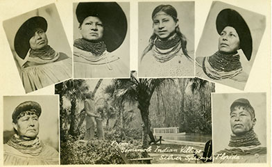 Figure 2: Post card of Seminole women's hairstyles (2013-6-7). Donated by Anne Reynolds.