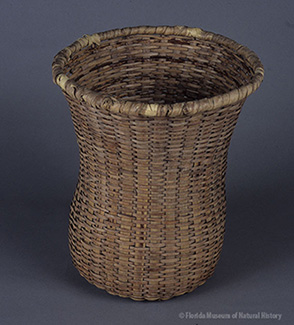 Figure 1: Pack basket, Miccosukee, palmetto stems and leaves, 1942, 30 x 30 cm. Made by Mary Tommie, collected by John M. Goggin (3933-92925).