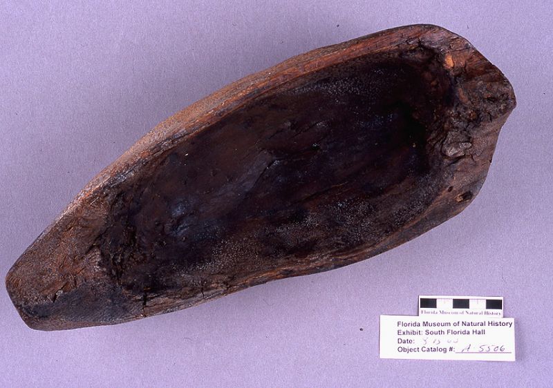 Canoe-shaped vessel or toy canoe, wood, A.D. 700-1500, Key Marco, Collier Co. (A-5506)