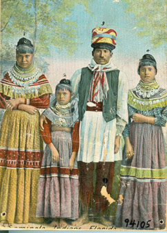 Figure 3: Photo of Seminole family wearing clothing made of calico fabric.