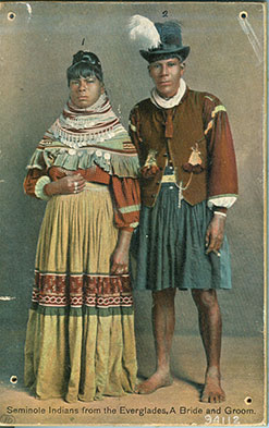 Figure 25: Post card of a Seminole man and woman in traditional clothing and jewelry (94112).