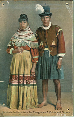 Figure 25: Post card of a Seminole man and woman in traditional clothing and jewelry (94112).