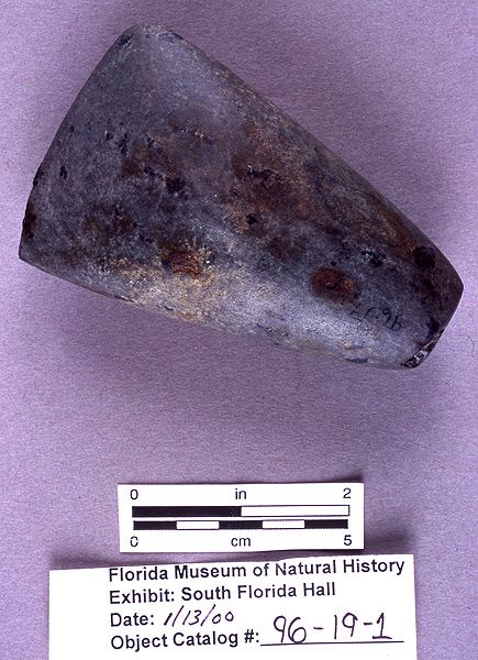 Greenstone celt, date unknown, Pineland site, Lee Co. (96-19-1)