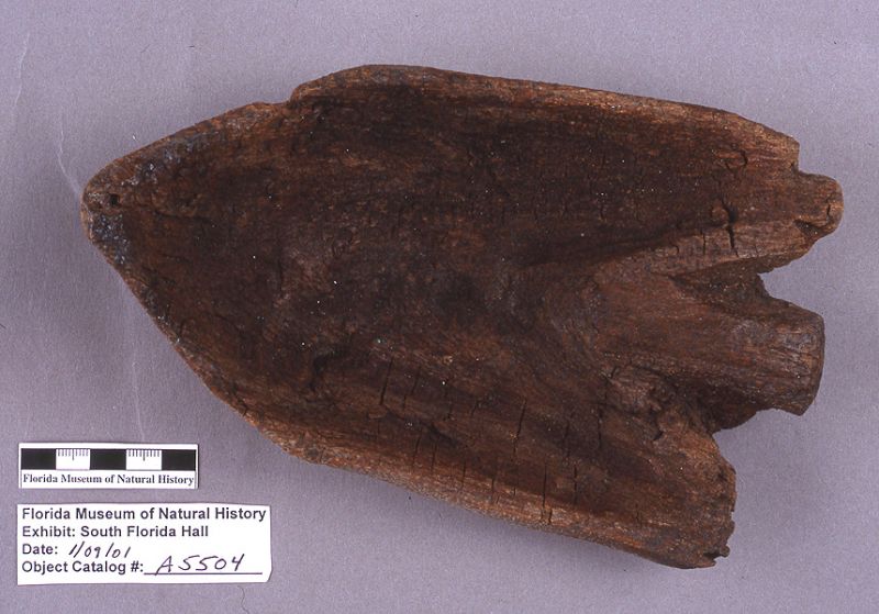Leaf or arrow-shaped vessel, wood, A.D. 700-1500, Key Marco, Collier Co. (A-5504)