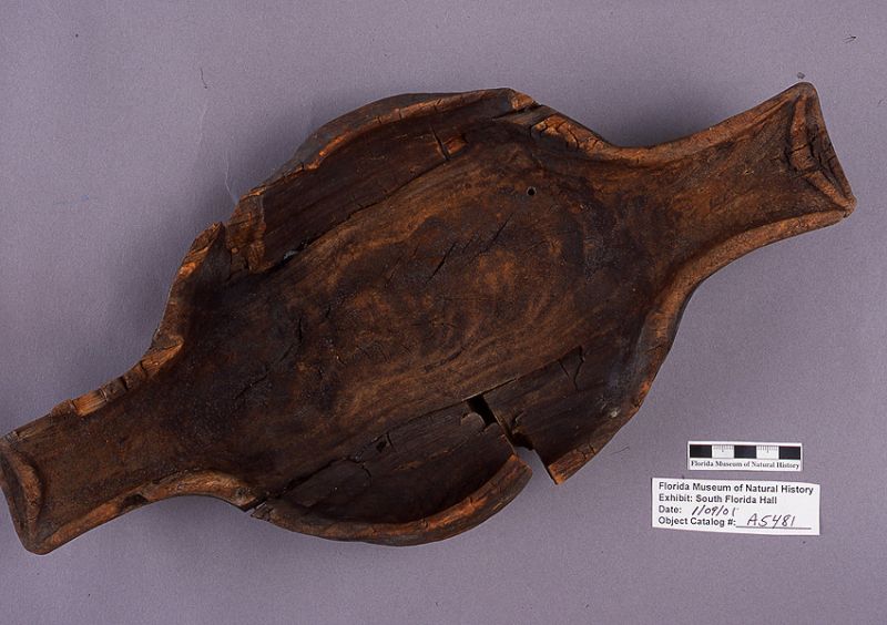 Vessel with decorated handles, gumbo limbo wood, A.D. 700-1500, Key Marco, Collier Co. (A-5481)
