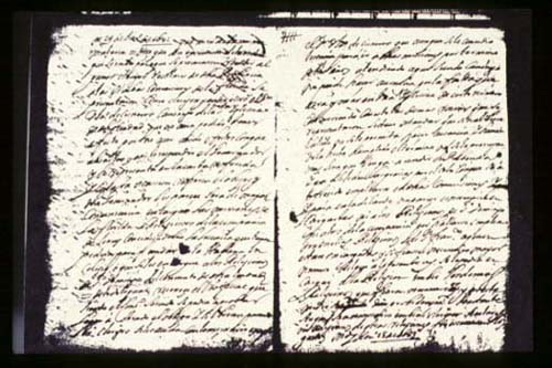 Typical manuscript page from the Archive of the Indies, Seville, Spain. Such pages are sources of much information about interactions between Spaniards and Calusa Indians in the 1500s to 1700s.