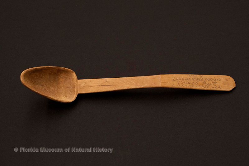 Sofkee spoon, Seminole, wood, early 20th century, 16.9” long (E-989).