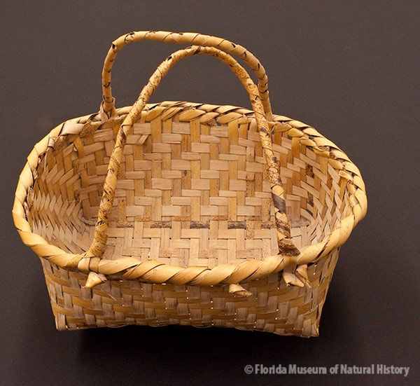 Basket, Miccosukee, split palmetto, 2/2 twill, 1943, 17 x 36 x 29 cm. Collected at Big Cypress by John M. Goggin (3933-92922).