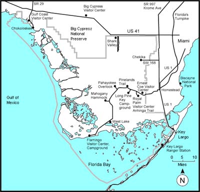 Everglades National Park Map. Courtesy National Park Service