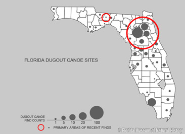 Canoes sites, like all archaeological sites, are recorded in the Florida Master Site File. To date over 225 canoe sites have been recorded constituting well over 400 individual canoes.