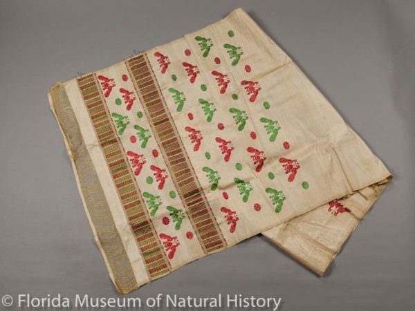 Skirt composed of muga silk (Antheraea assamensis), made in Assam, India. These natural colored muga threads were reeled and then handloomed.