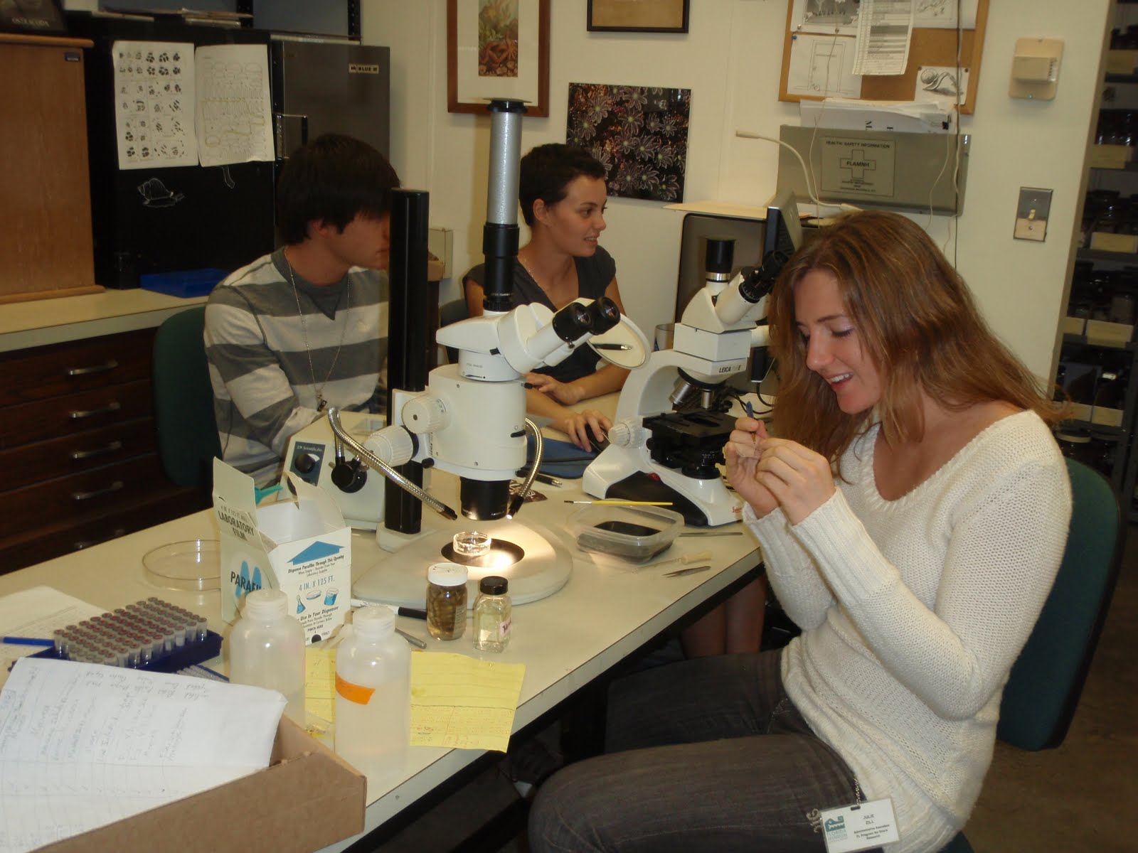 Jenna, JD and Julie busy at work