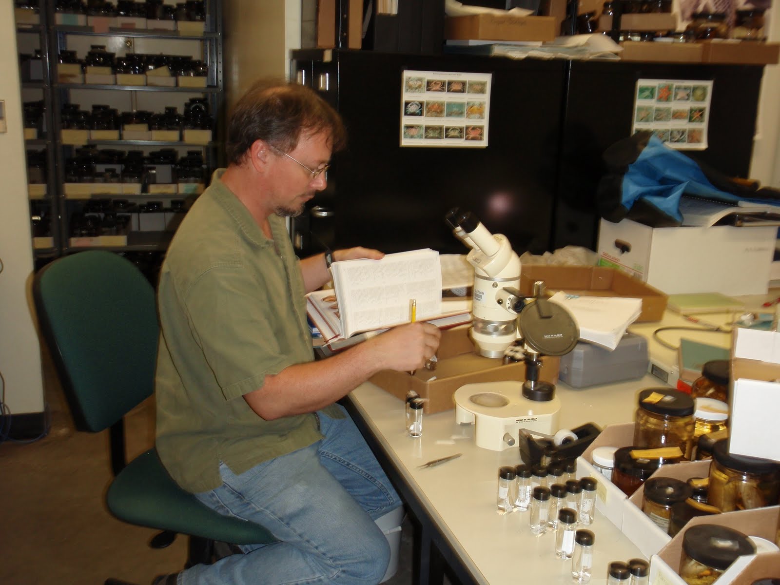 John identifying snails